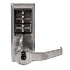 Simplex Mechanical Push Button Cylindrical Lever Lock; Satin Chrome