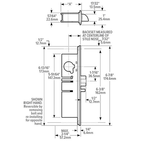Adams Rite 4510 Series Standard Duty Deadlatch; 31/32" Backset - Duronotic